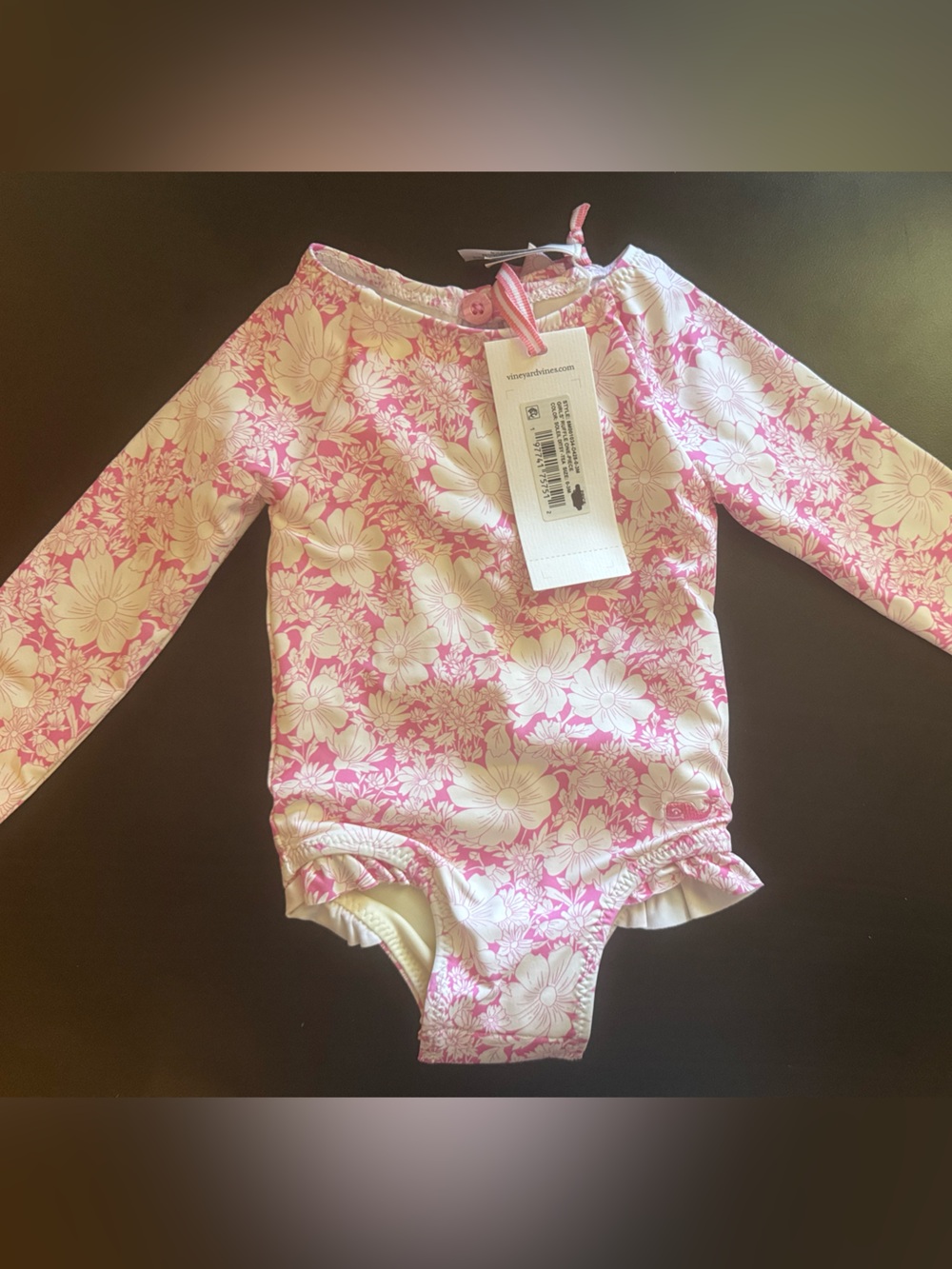 NWT vineyards vines baby girl ruffle swim rashguard 0-3mo
